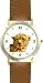 Cheetah Cat - WATCHBUDDY&reg; DELUXE TWO-TONE THEME WATCH - Arabic Numbers - Brown Leather Strap-Children's Size-Small ( Boy's Size & Girl's Size )