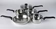 Ready Steady Cook Classic 5 Piece Stainless Steel Cookware Set, 14cm Milkpan, 16cm, 18cm, 20cm Saucepans with glass Lids and 24cm Frypan