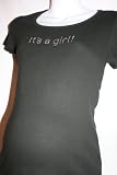 41t25B8PO7L. SL160  Black Its A Girl! Maternity Shirt with Short Sleeve
