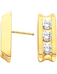 Pair of 14K Yellow Gold Diamond Earrings - 0.60 Ct. -- LIFETIME WARRANTY