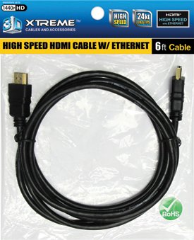 HDMI Cable:Xtreme Cable High Speed HDMI Cable Audio/Video Cable for 3D HDTV - 6 Feet Images
