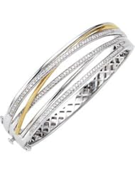 Two Tone Diamond Bangle Bracelet 14K White/Yellow 68336