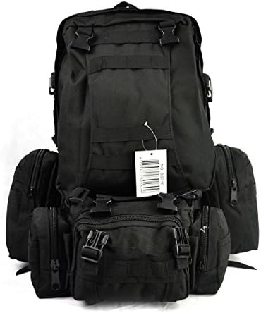 HFIRE 65L Sport Outdoor Military Rucksacks Tactical Molle Backpack Camping Hiking Trekking Bag - BK