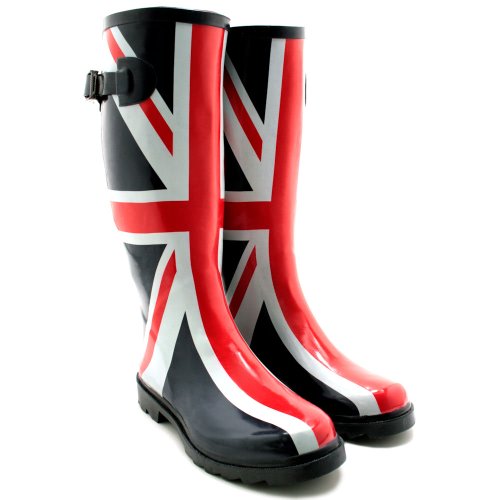 Spy Love Buy Ladies Union Jack Festival Wellies Wellington Boots Ariana