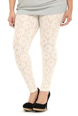 Cream Allover Lace Leggings at Amazon Women’s Clothing store: Leggings Pants