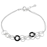 Sterling Silver and Black Agate Circles Bracelet