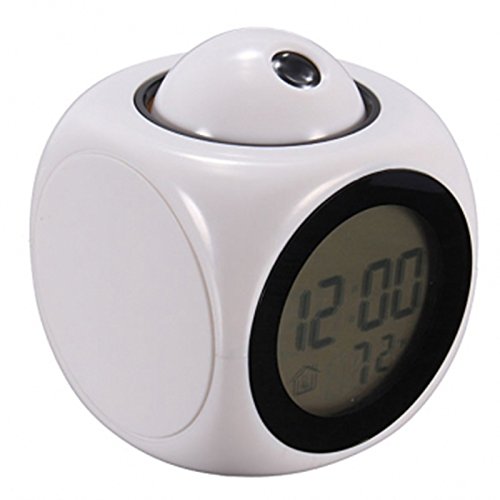 Multifunction Lcd Talking Projection Alarm Clock Time &amp; Temp Display - White