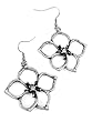 Antique Silver Flower Rhinestone Center Earrings Fashion Jewelry