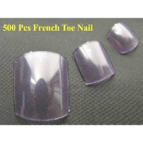 500 French Acrylic False Artificial Toenail Tips Nail Art -- Clear Purple