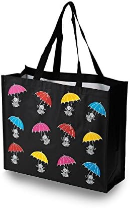 Moomin LITTLE MY New Black Strong Reusable Waterproof Travelling Shopper Shopping Grocery Supermarket Market Tote Laundry Beach Storage School Children's Handbag Bag (1 Bag)