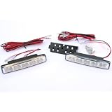 5-LED High Power 12V Xenon White Universal Fit LED Daytime Running Lights (DRL Kit) by EZ Motoring