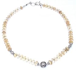 Girls Gift Silver Citrine Gemstone Necklace 19 inches