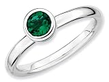 Stackable Expressions Sterling Silver Low 5mm Round Cr. Emerald Stackable Ring