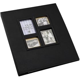 Umbra Mema Faux Leather Scrapbook- 10, 81/2x11" white paper removable pages- Black