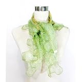 ChiffonGoldWovenFloralPrintonMintwithRuffleTrim-SilkSquareScarf30