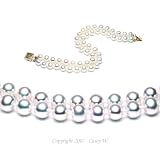 Double Strand 7-7.5 Inches 6.5-7mm White Freshwater Cultured Pearl Bracelet