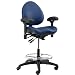 BodyBilt J757x F1 Blue Vinyl Fabric Mid-Back Task Petite Stool with Arms, 18.5" Length x 18.5" Width Backrest, 21" Width Seat