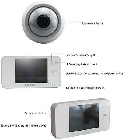 ACTOP 3.5″ Wireless Doorbell Color TFT Display Wide Angle Digital Door Phone IR Security Camera Home Security CCTV