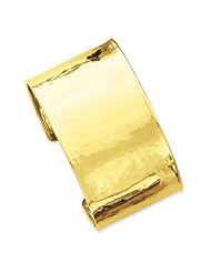 14k Gold 37mm Hammered Polished Bangle