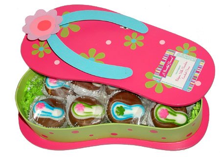 Flip Flop Box With Flip Flop Themed Belgian Dark Chocolate Covered Cream filled Chocolate... by A Bountiful Harvest
