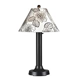 Seaside Outdoor Table Lamp with Sunbrella Shade Lamp Shade: Jockey Red, Body Finish: White
