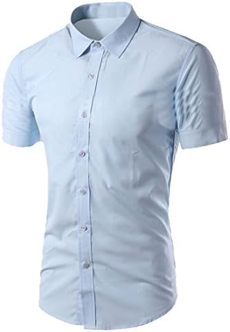 ZAWAPEMIA Men's Basic Short Sleeved Slim Shirts Various Colors Light Blue L