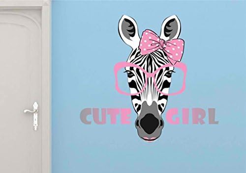 Design with Vinyl Cryst 567 1274 As Seen Cute Girl Zebra Print Animal With Sunglasses Bow Vinyl Wall Decal Art Home Decor Bedroom Living Room, 20 by 30-Inch, As Seen