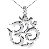Sterling Silver Large Aum Pendant on 16in - 18in Adujustable Chain Necklace
