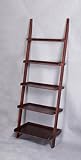 5-Tier Leaning Ladder Wall Book Shelf, Cappuccino