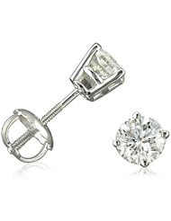 1/2ct tw Round Diamond Stud Earrings set in 14K White Gold with Screw-Backs
