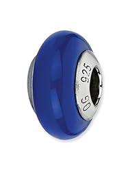 Sterling Silver Reflections Cobalt Blue Italian Murano Glass Bead