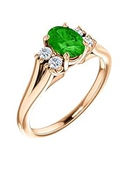 18K Rose Gold 7.00x5.00mm Oval Cut Tsavorite and Diamond Ring -- LIFETIME WARRANTY