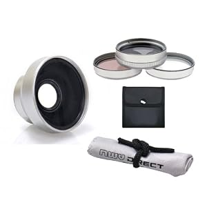 Sony HDR-CX100 High-Definition 2.5x Telephoto Lens (37mm) + 3 Piece Lens Filter Kit (30mm) + Stepping Ring (30mm-37mm) + Nwv Direct Microfiber Cleaning Cloth