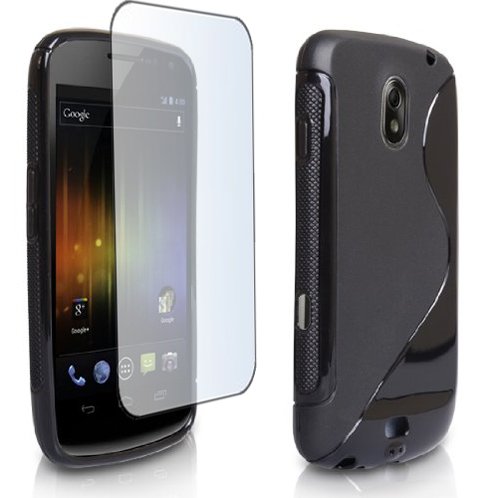 MaryCom PREMIUM QUALITÄT TPU Silikon Handytasche schwarz für das Samsung Galaxy Nexus Prime i9250 Smartphone + gratis Displayschutzfolie / SCS i9250