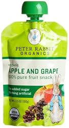 Peter Rabbit Organics, Organic Apple and Grape 100% Pure Fruit Snack, 4-Ounce Pouches (Pack of 10)