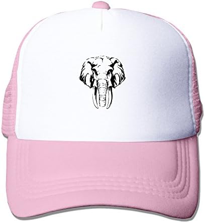 Unisex Adjustable Cool Elephant Head Image Mesh Back Trucker Baseball Hats Pink