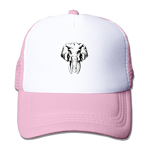 Unisex Adjustable Cool Elephant Head Image Mesh Back Trucker Baseball Hats Pink
