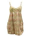 Pink & Green Printed Woven Tunic Top - Back tide waist, Spaghetti strap