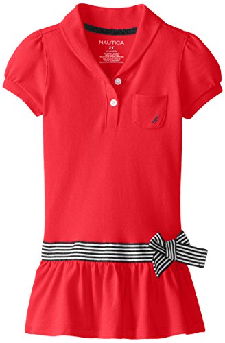Nautica Girls' Shawl Collar Pique Dress