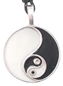 Black & White Yin Yang Silver Tone Pewter Necklace