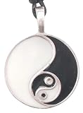 Black & White Yin Yang Pewter Necklace