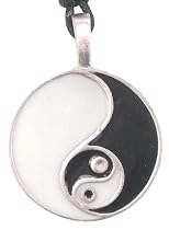 Black & White Yin Yang Silver Tone Pewter Necklace