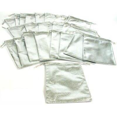 24 Pouches Silver Gift Bags Drawstring Jewelry Favor 5"