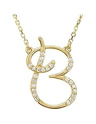 14K Yellow Gold Diamond Initial Necklace "B" -- LIFETIME WARRANTY