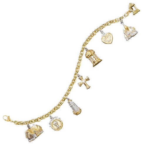 Thomas Kinkade Faith And Family Religious Charm Bracelet Gold-Plated Jewelry by The Bradford Exchange