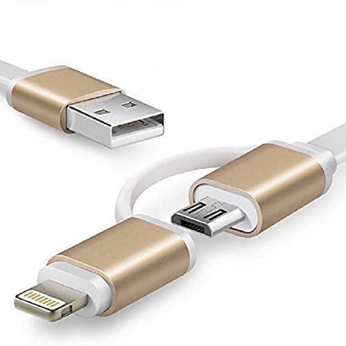 Toothorn USB 3ft Universal Charging Cable - Micro USB and Apple Lightning 2-in-1 Data Sync &amp; Charging Cord., iPhone, Samsung Galaxy S7/edge, Galaxy Note5, HTC, LG, ALL Devices! (Golden)