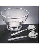 Silverplated and Glass Salad Bowl with Servers by Godinger