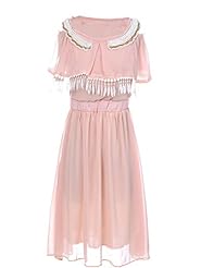 Feathers Beaded Elasticized   Waistline  Dress