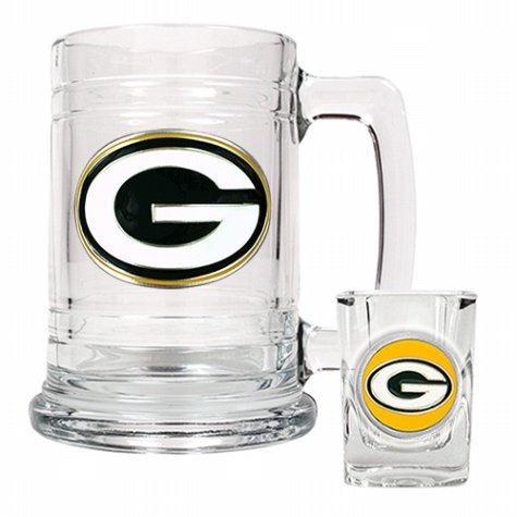 Green Bay Packers Boilermaker Set  (Primary Logo)