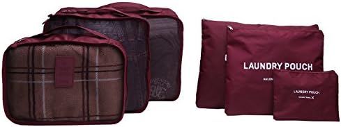 Super Compression Packing Cubes 6pcs Value Set for Travel Organizers-Waterproof Laundry Bag-Fine Mesh Luggage Organizer Bags Jiuhong